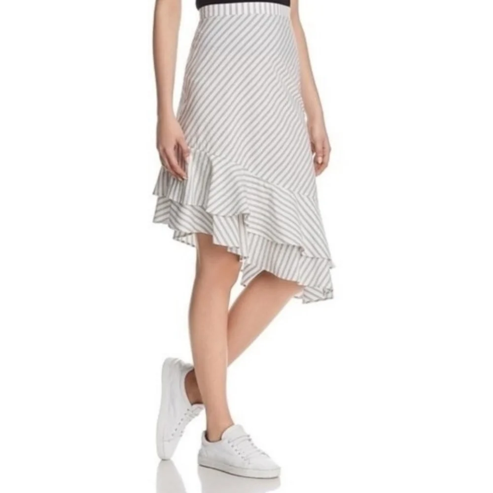 Joie Striped Asymmetrical Ruffle Skirt